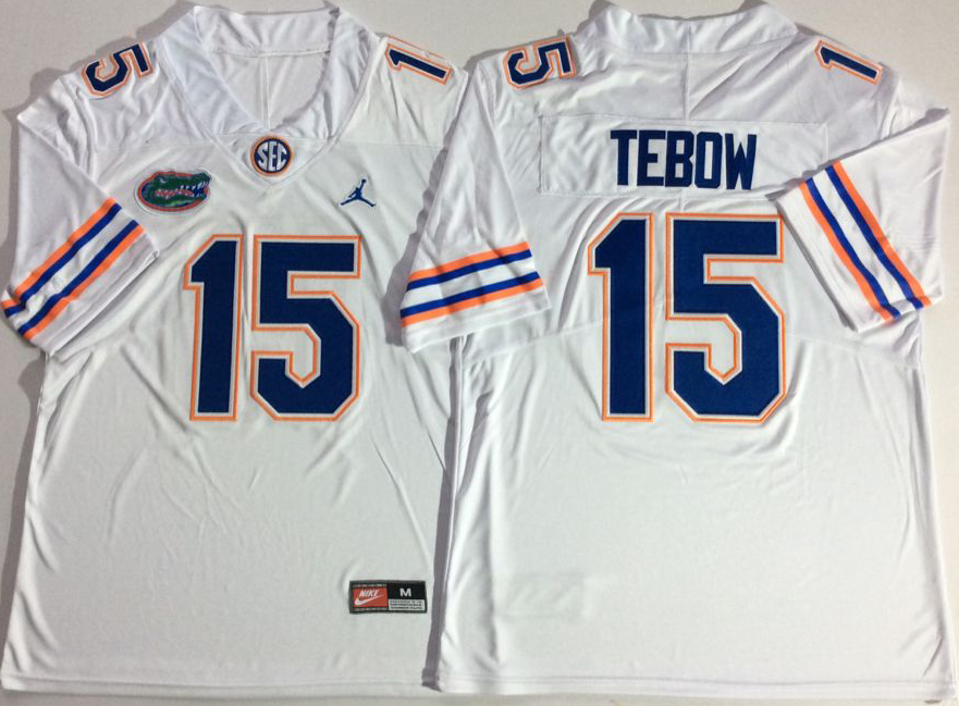 NCAA Men Jordan Florida Gators White 15 TEBOW